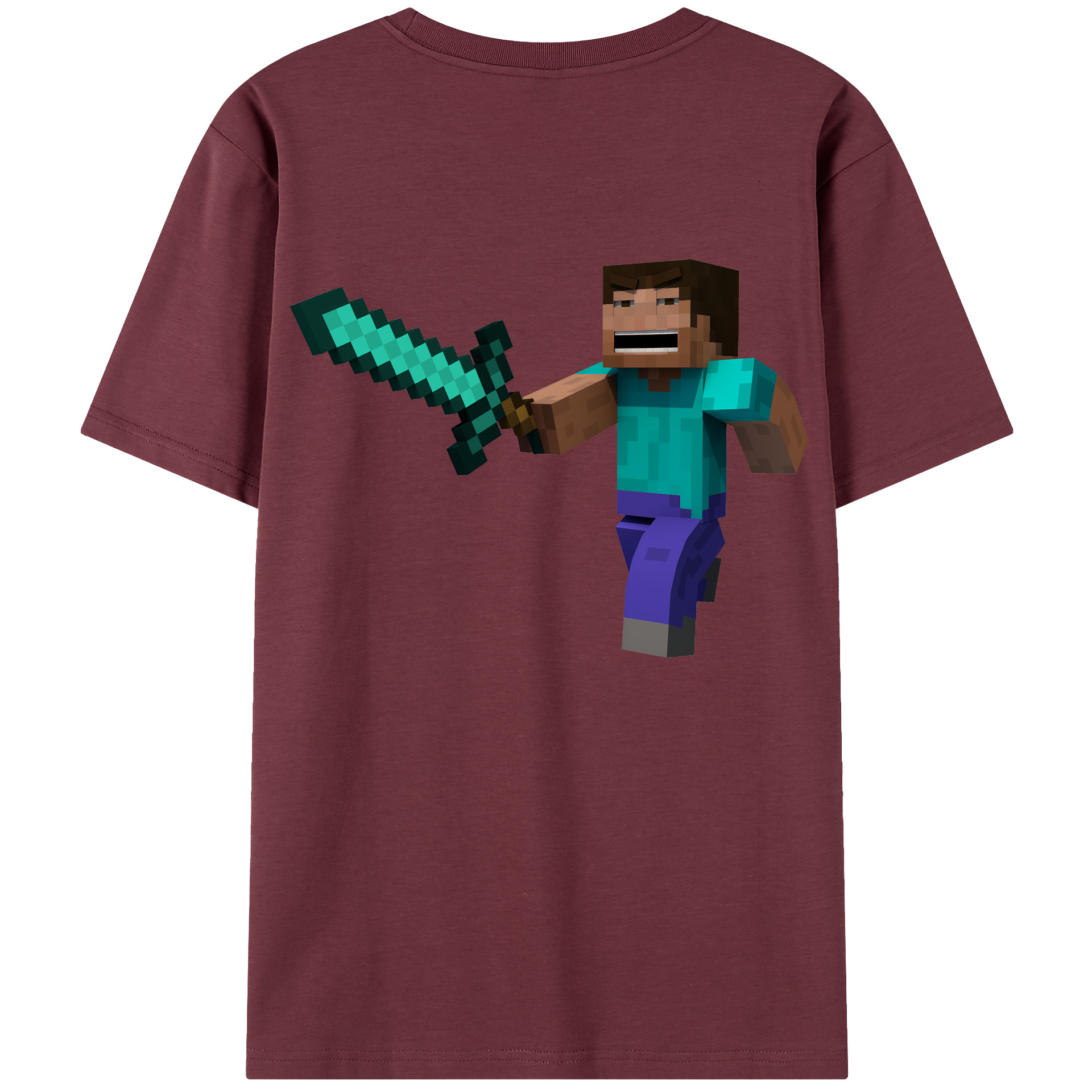 （画像用） マインクラフト ブロックの世界 Minecraft MC Block world 綿100％半袖Tシャツ（背面プリント）